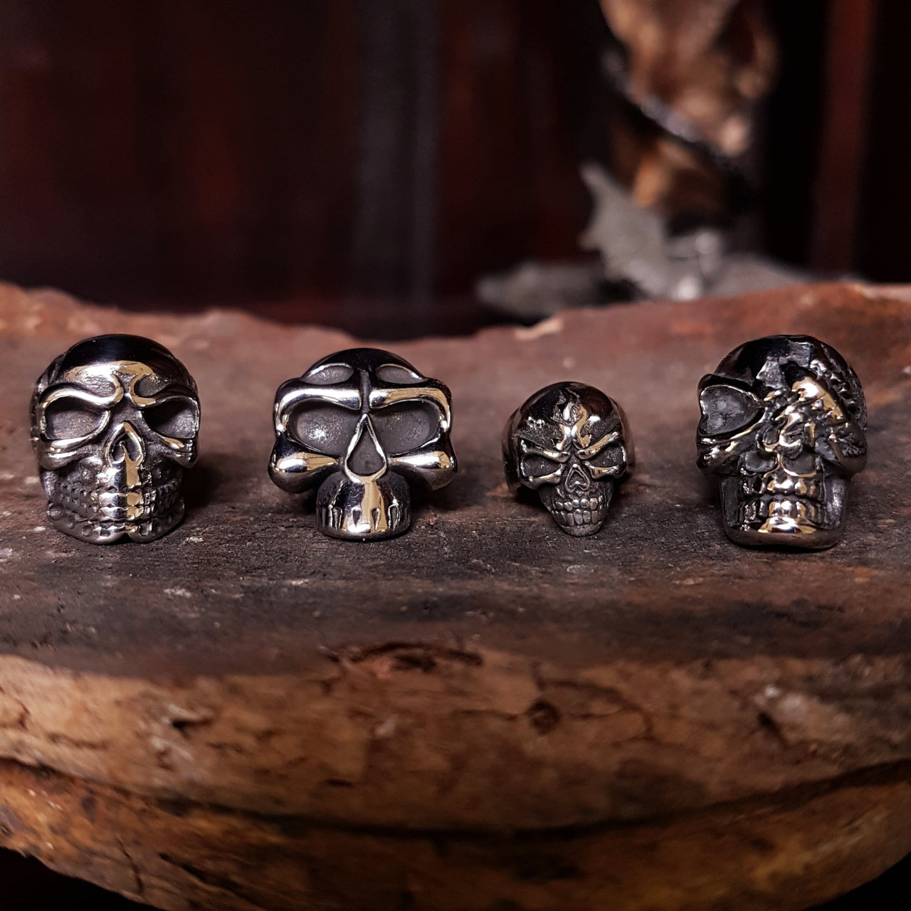 Quartet of Skulls | 8mm hole