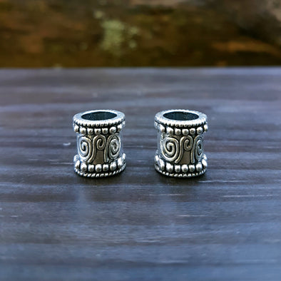 Antique Silver Bead Duo | 9mm hole
