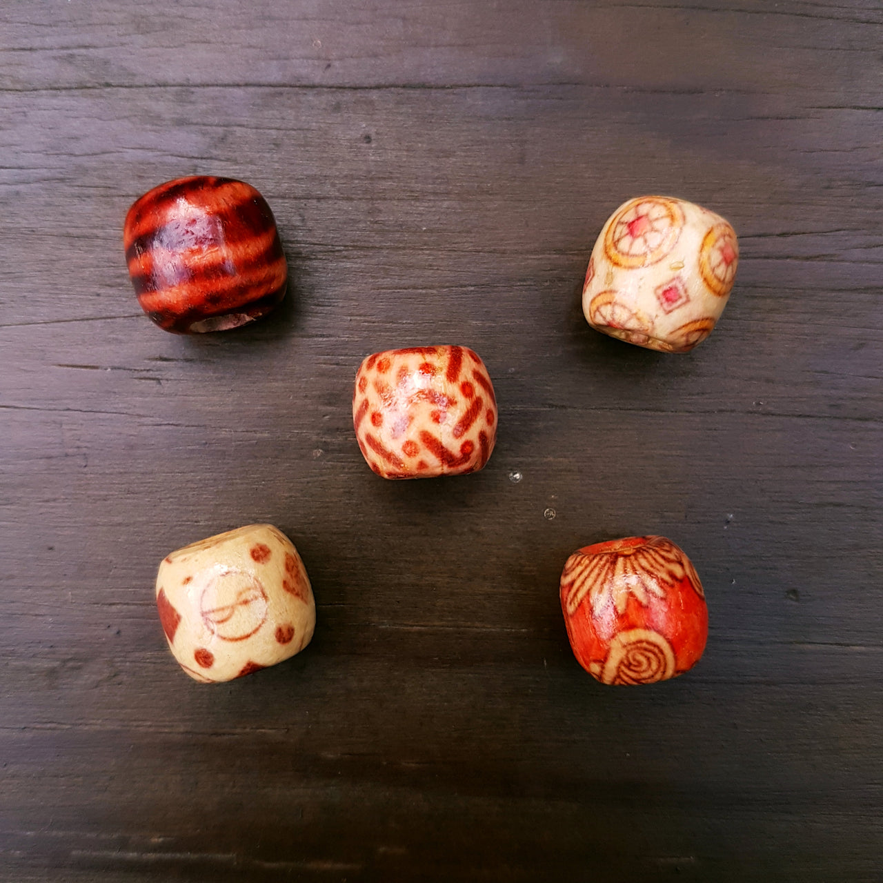 pattern wood beads