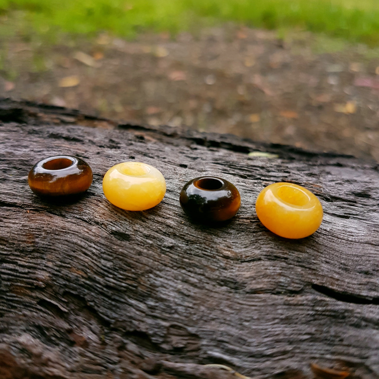 Tigers Eye & Yellow Jade Bead Set | 6mm hole